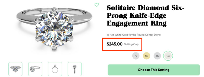 simple solitaire engagement ring setting