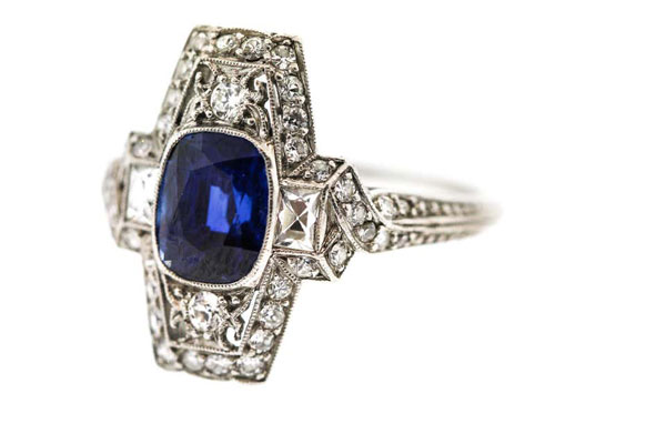 art deco sapphire ring