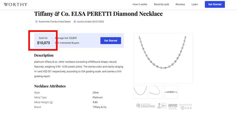 tiffany and co necklace resale