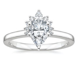 Crescent Pear Diamond Halo Ring