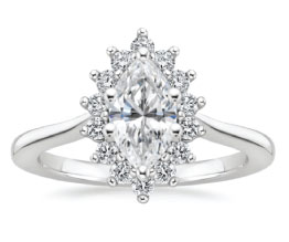 Sunburst Halo Marquise Ring