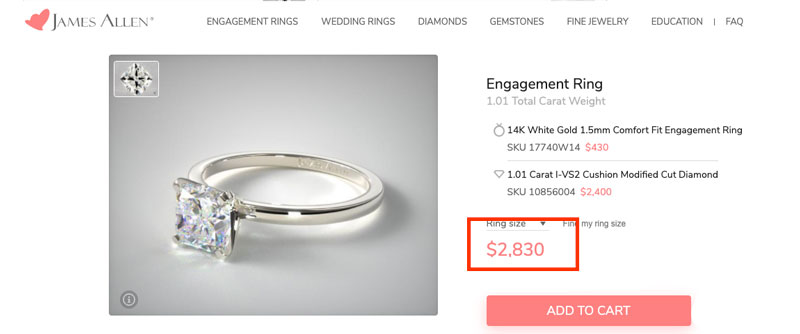 how to sell cushion cut engagement ring