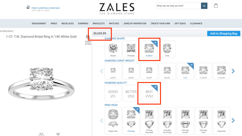 sell cushion cut engagement ring