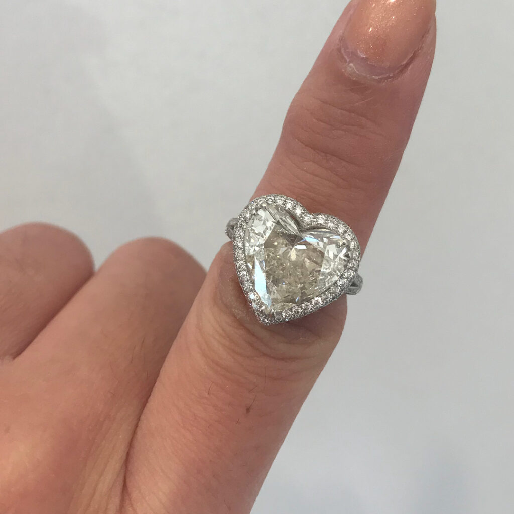 4 carat halo heart diamond ring