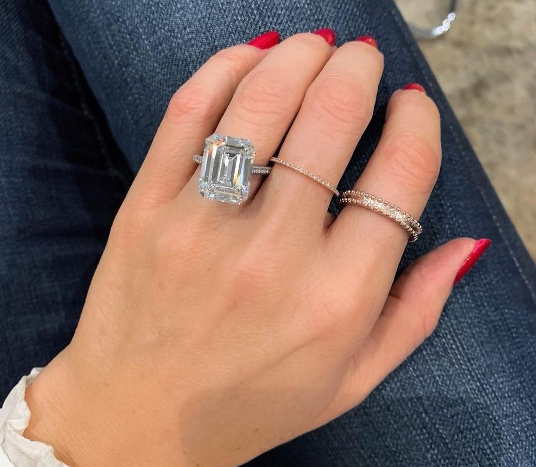 Emerald Cut Solitaire Moissanite Engagement Ring