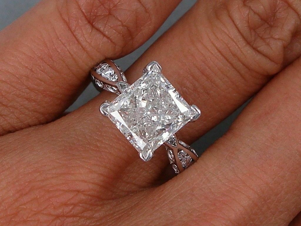 5 carat princess stone trilogy diamond ring