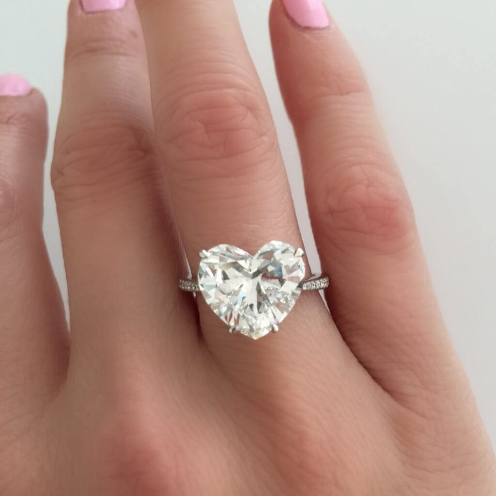 6 Carat heart pave diamond ring