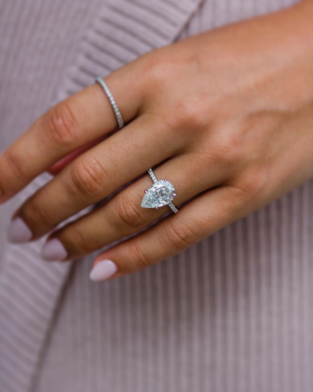 6 carat pear pave diamond ring