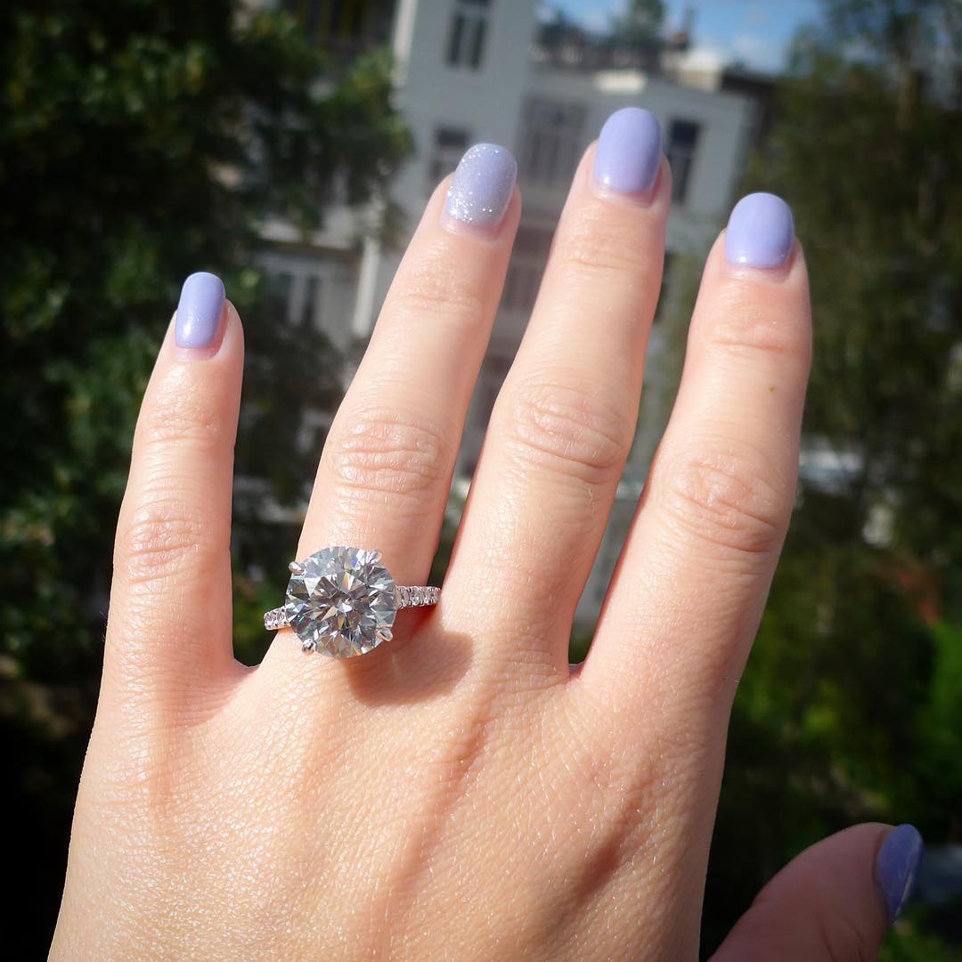 6 carat round pave diamond ring