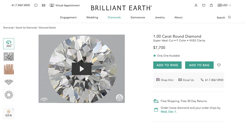 Brilliant earth review individual diamond