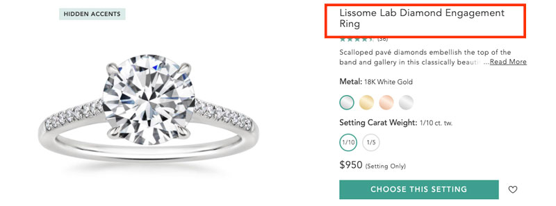 brilliant earth lab diamond ring setting