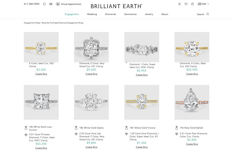 brilliant earth review recently purchased rings