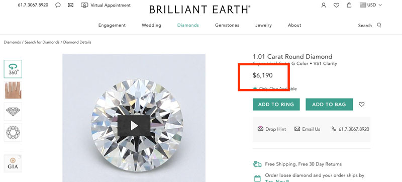 brilliant earth review recycled diamond comparison