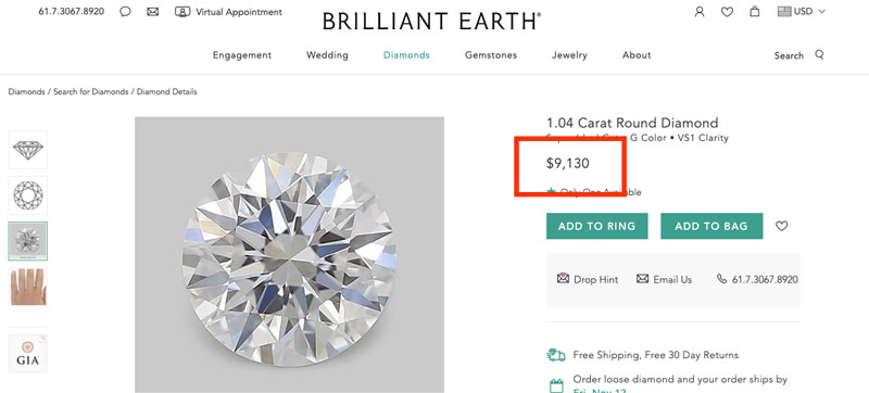 brilliant earth review recycled diamonds price