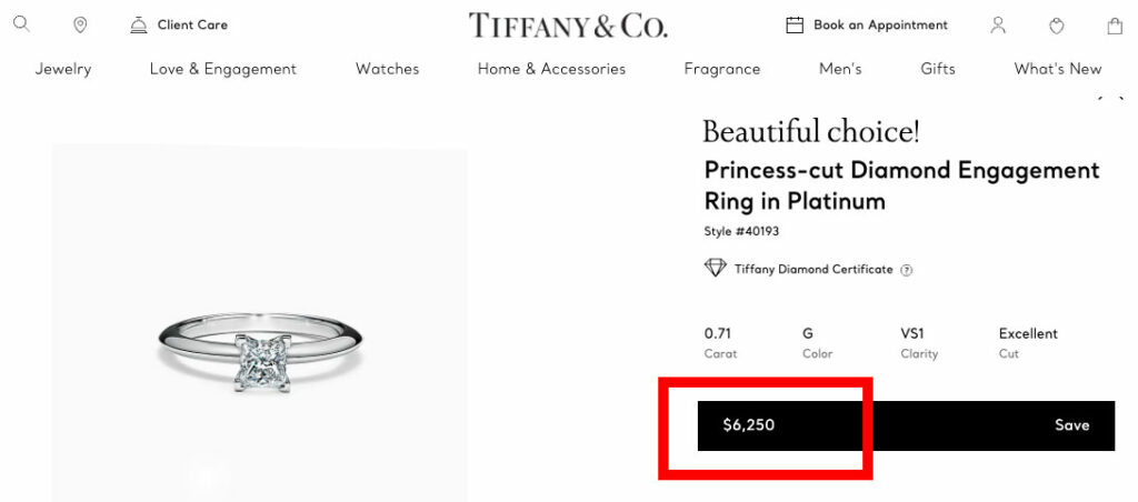 cheap tiffany princess cut diamond ring