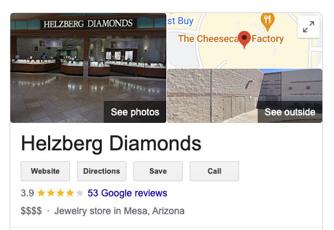 Helzberg diamonds google review