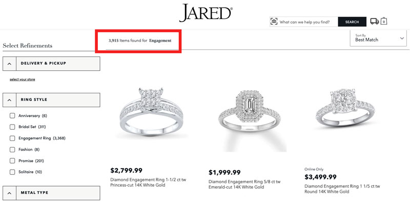 Jared engagement ring selection