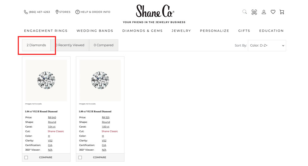 Shane Co limited diamond selection