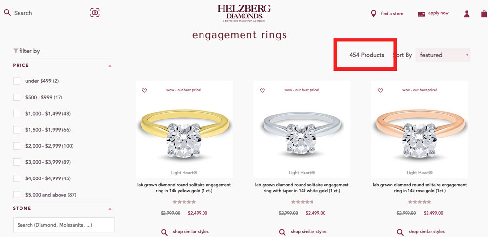 helzberg engagement ring selection