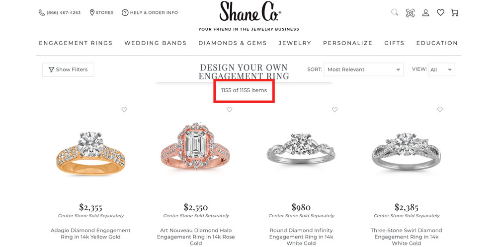 shane co engagement ring selection