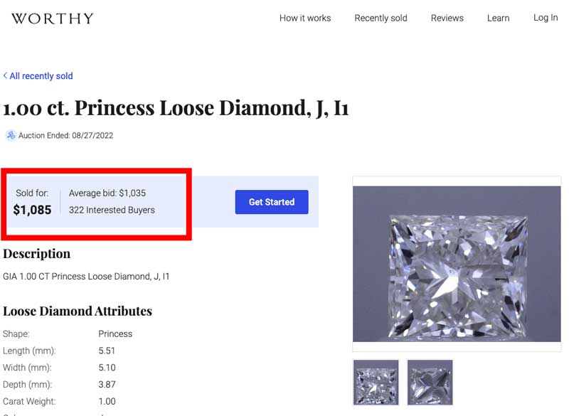 selling loose princess cut diamond