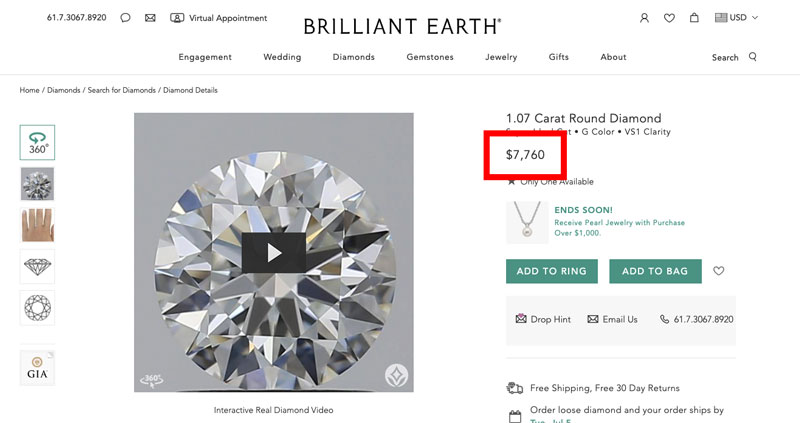 brilliant earth review recycled diamond comparison