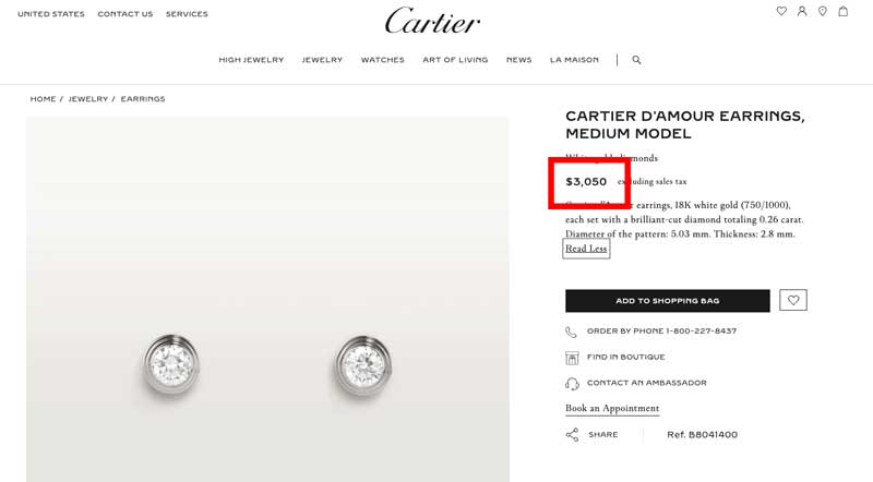 Cartier earrings price