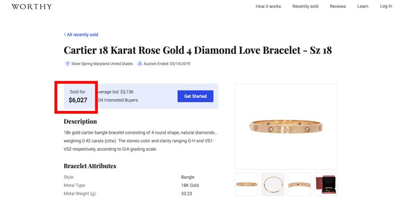 Cartier love bracelet resell price