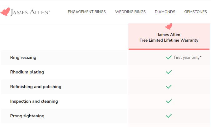 James Allen warranty copy