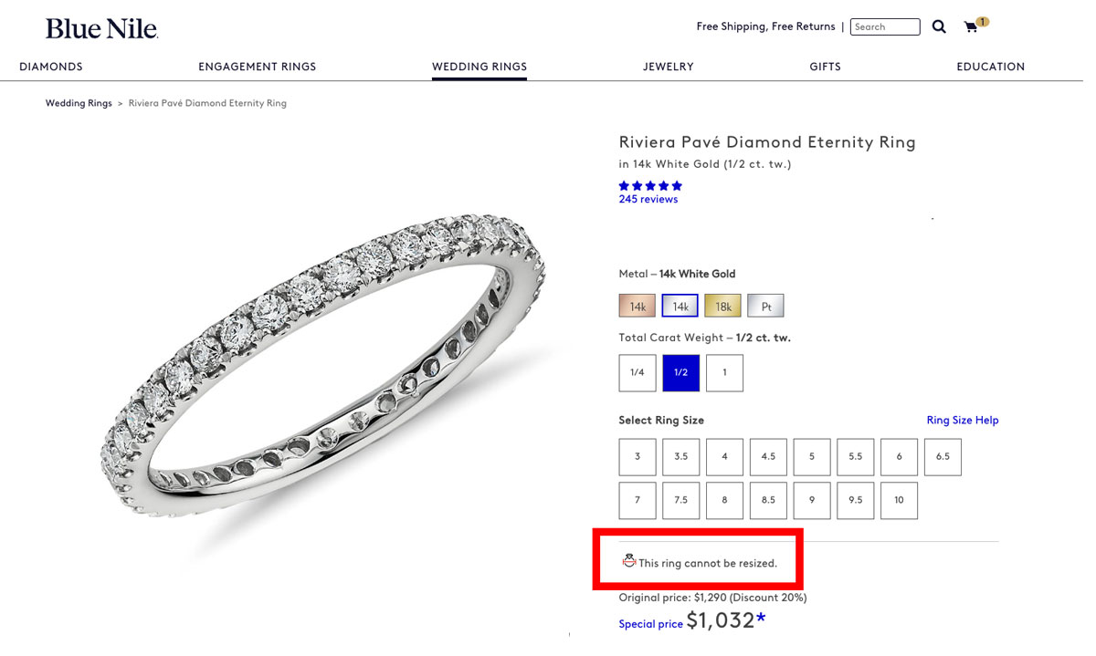 Blue Nile Resizing Policy How it works