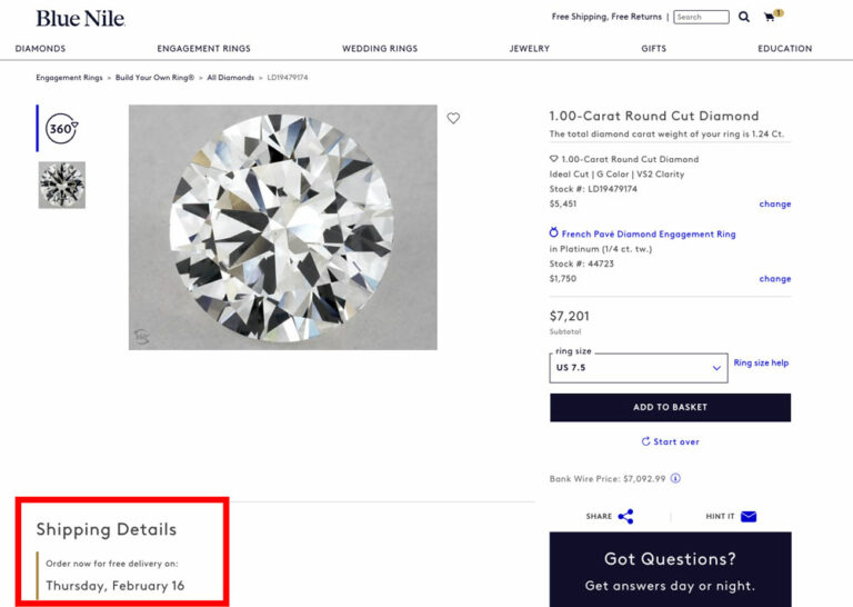 Blue Nile Shipping Times And Policies