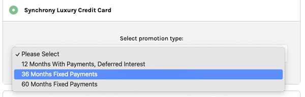 ritani synchrony credit card payment options