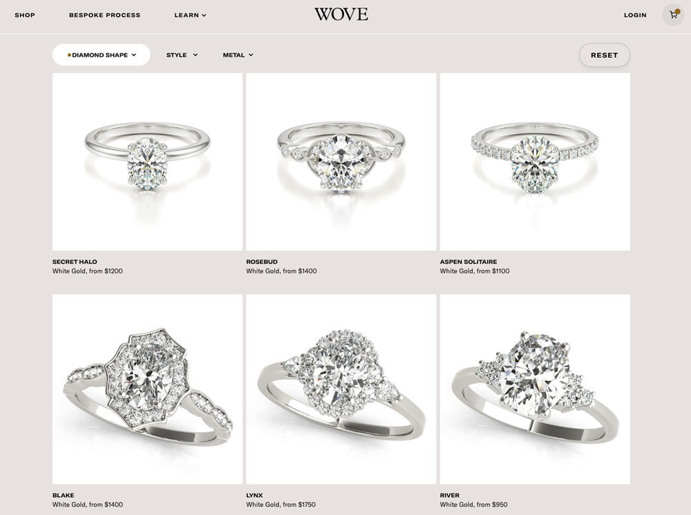 wove oval engagement ring selection