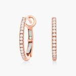 K Rose Gold Diamond Huggie Hoop Earrings