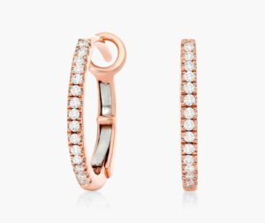 K Rose Gold Diamond Huggie Hoop Earrings