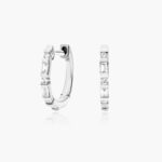 K White Gold Baguette Huggie Hoop Earrings