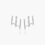 K White Gold Bead And Diamond Three In One Huggie Earring By Brevani