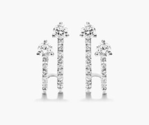 K White Gold Diamond Double Row Huggie Earrings By Brevani