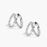 K White Gold Split Diamond Huggie Hoop Earrings By Brevani