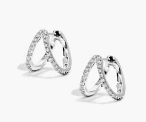 K White Gold Split Diamond Huggie Hoop Earrings By Brevani