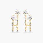 K Yellow Gold Diamond Double Row Huggie Earrings By Brevani