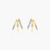 K Yellow Gold Triple Row Diamond Huggie Earrings By Brevani