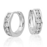 k white gold channel set huggie earrings