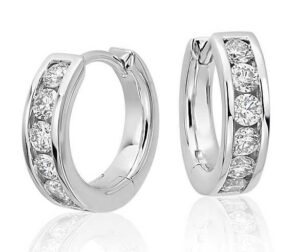 k white gold channel set huggie earrings