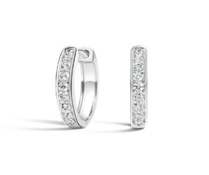 K White Gold Diamond Huggie Earrings