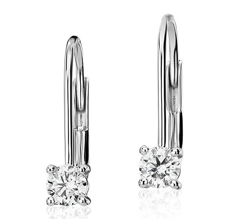 Diamond Four-Prong Drop Earring