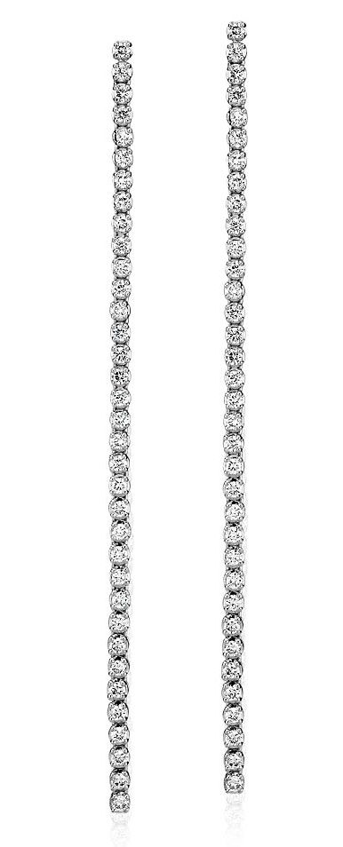 Diamond Long Linear Drop Earrings