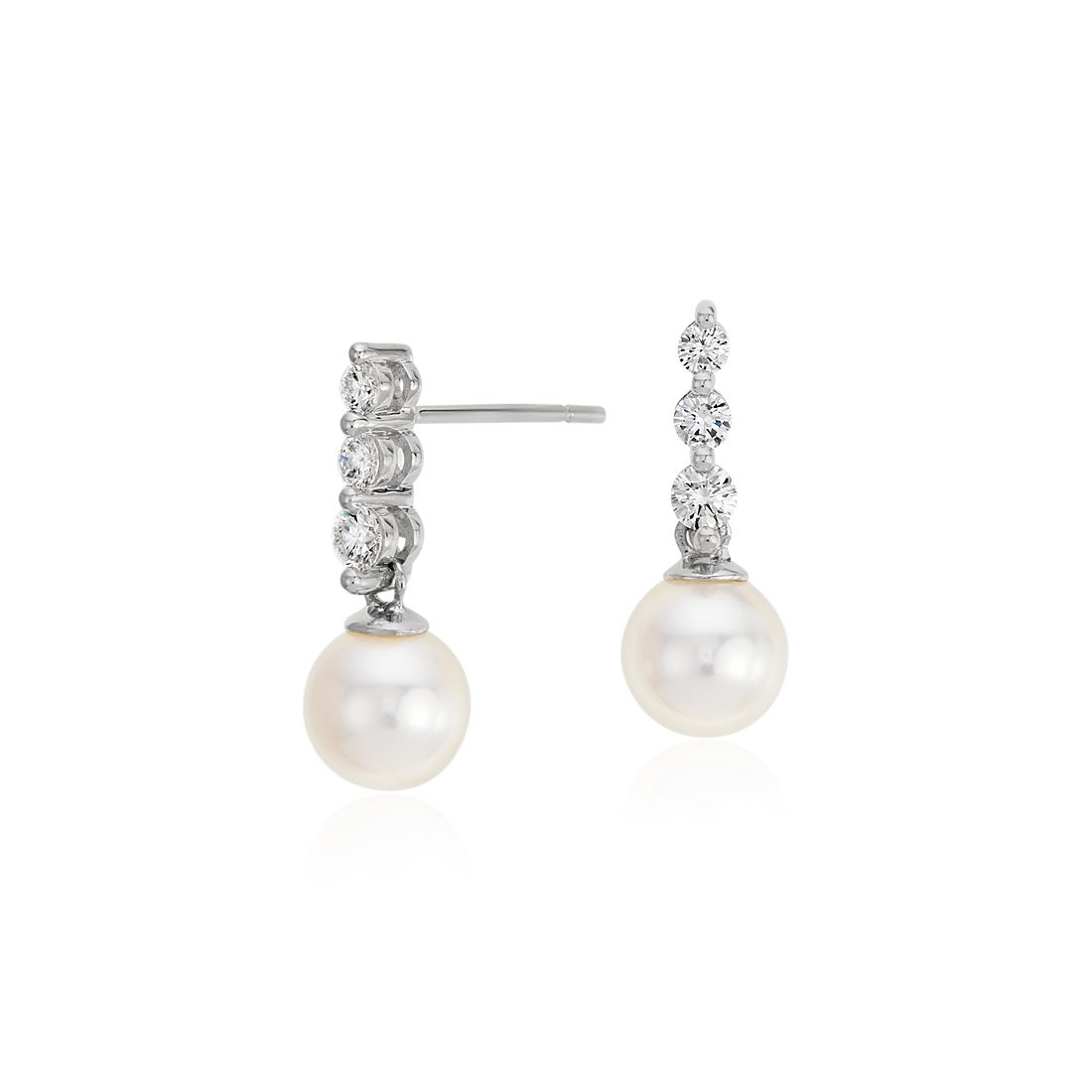 Akoya Cultured Pearl and Diamond Drop Earrings