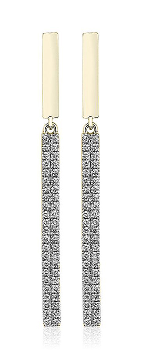 Diamond Bar Drop Earrings