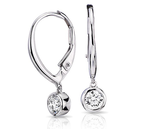 Diamond Bezel Leverback Drop Earring